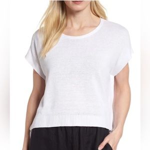 NWT Eileen Fisher white round side tie top poncho top size XXS/XS